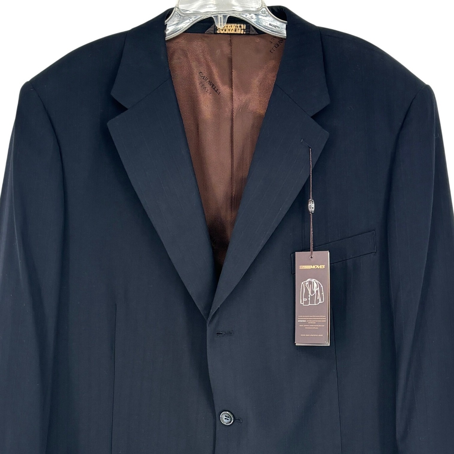Caravelli Italy Navy Blue Pinstripe Superior 150s Suit Men 48r /43w Nwt Unhemmed